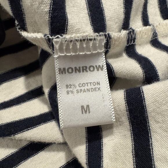 Monrow Womens Dress Long Sleeve Scoop Neck Stripe Midi White Blue Size Medium LD - Picture 4 of 9